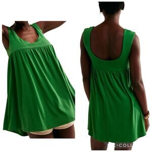 Babydoll Free People Beach Mazarine Green Mini Dress XS Scoop Neck Sleeveless